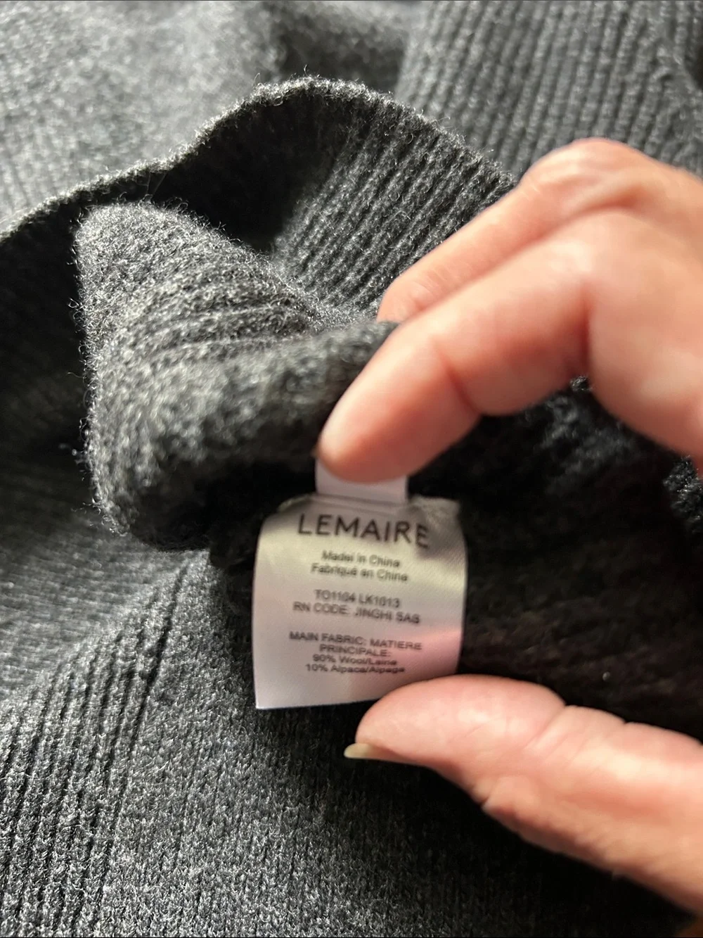 Lemaire  'Grey Melange' Men's Ribbed Shawl-Collar Wrap Cardigan, Size Small